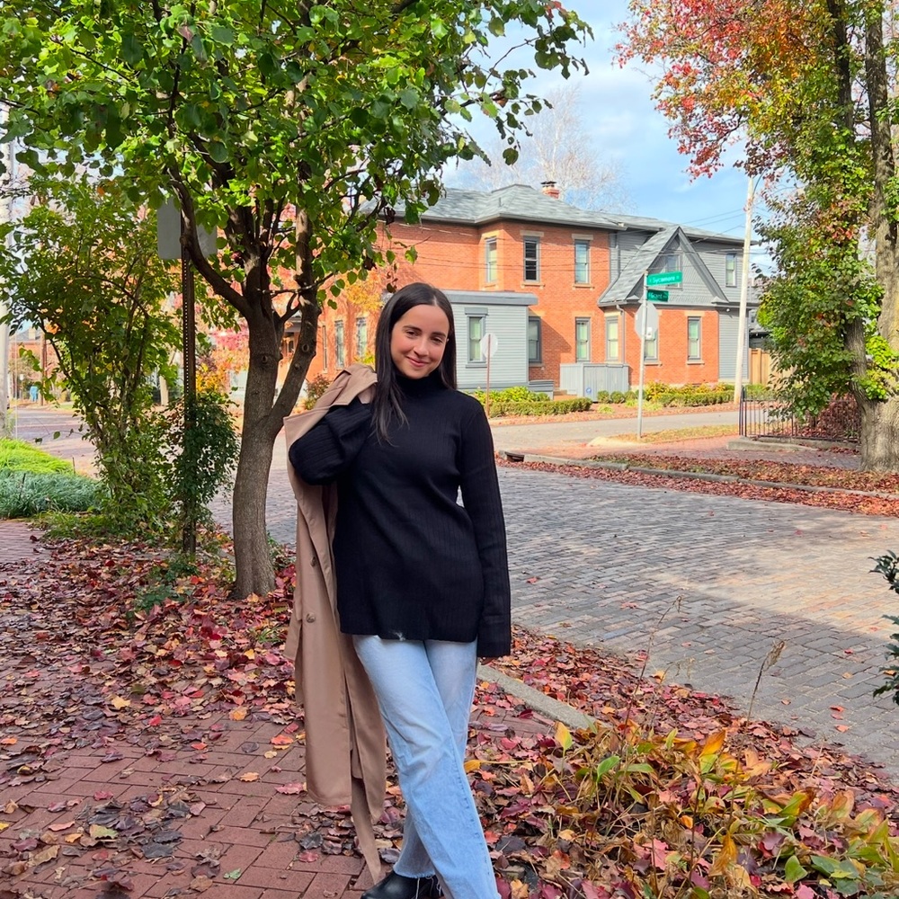 Princess Polly black mock neck sweater split hem